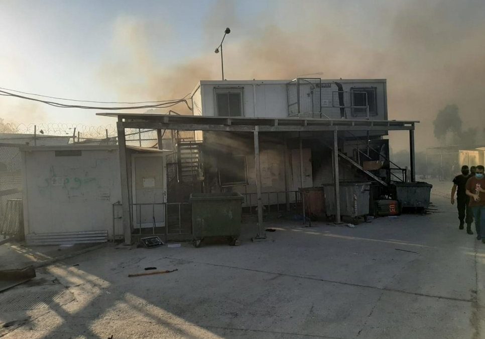 UNHCR shocked by fires at Moria asylum center, ramping up support for affected asylum seekers